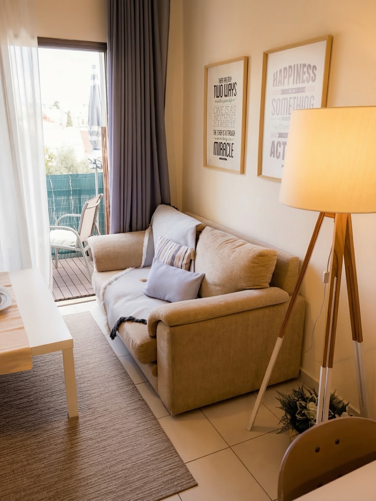 Living area with balcony access